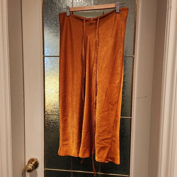 Urban Outfitters Orange Strappy Satin Midi Skirt - Picture 6 of 8